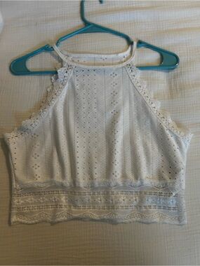 White Lace Top with Eyelet Detail